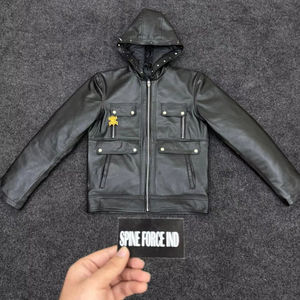 Blouson Bomber et Veste de Course en Cuir Patchwork à Capuche Personnalisé Unisexe pour Vente en Gros OEM - Product Image 1