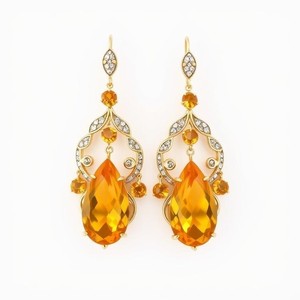 ต่างหูห้อยแฟชั่นสีเงินมาใหม่พร้อมพลอยนิลและเพชรสีเหลืองชุบทองราคาไม่แพง - Product Image 4