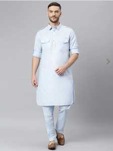 2025 hombres tradicional étnico Pathani estilo indio Sherwani Achkan algodón Lino rayón Kurta pijama para bodas fiestas completo - Product Image 5