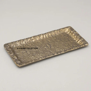 ถาดเสิร์ฟทรงสี่เหลี่ยมผืนผ้าชุบทองคำ ดีไซน์ใหม่ สำหรับงานแต่งงาน ตกแต่งโต๊ะ ลายตอก - Product Image 1