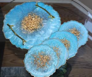 ถาดเรซิ่นราคาถูกแบบขายส่ง ปรับแต่งได้ พร้อมที่รองแก้ว ดีไซน์งานแฮนด์เมด สำหรับเสิร์ฟชา/กาแฟ และตกแต่งบ้าน/งานแต่ง - Product Image 4