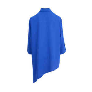 Chic Ladies Poplin <b>Tunic</b> with Floral <b>Embroidered</b> Neckline for Office and Party - Product Image 2