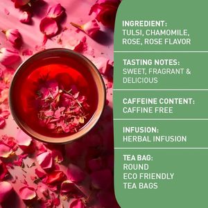 HANDPICK, Rose Buds Herbal <b>Tea</b> Bags - 50 Count | Caffeine Free Rose <b>Tea</b> - Product Image 2