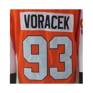 Camiseta bordada de hockey sobre hielo naranja, camiseta del equipo nacional, uniforme deportivo transpirable cosido por productos Huzaifa - Product Image 2