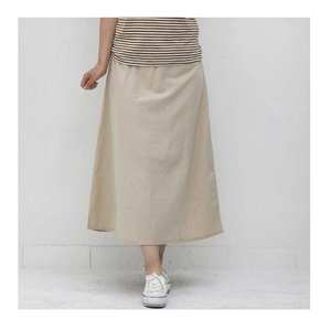 กระโปรงผ้าฝ้ายยาวของผู้หญิงทรงเอไลน์แถบคาดเอวสีพื้นทำจากเกาหลีแบบลำลองมีสไตล์ตามธรรมชาติ - Product Image 1