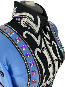 แจ็คเก็ตสีดำสีฟ้าสำหรับโชว์โรเดโอควีนออกแบบได้ตามต้องการสไตล์ตะวันตก - Product Image 4