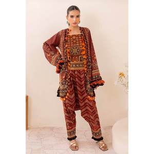 ชุดสูทผ้าลอนพิมพ์ลายทองแบบ 2 ชิ้นสำหรับผู้หญิง รุ่น TL-52144 - Product Image 5