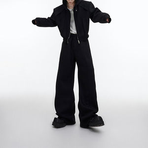 Ensemble de survêtement vintage pour homme en molleton 100% coton, veste zippée et pantalon large, hiver, deux pièces, sweat-shirt à capuche - Product Image 6