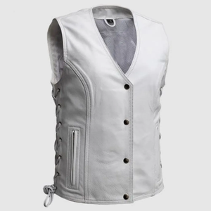 Gilet en cuir de moto de haute qualité à prix bas, logo personnalisé, léger, pour hommes, vente en gros, gilet de moto tendance - Product Image 1