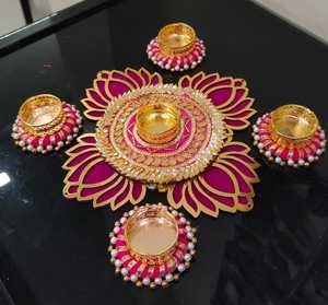 Papel hecho a mano de calidad superior Art Deco Design Shubh y Labh Home Decor para Diwali-OM Fashion Studio - Product Image 3