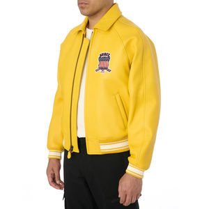 Chaquetas Avirex hechas de cuero de color amarillo/Chaquetas Avirex de cuero de moda hechas por un fabricante profesional - Product Image 5