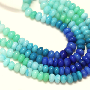 Beautiful Blue green shaded opal smooth rondelle shape <b>beads</b>, 7-10mm Beach <b>color</b> shade Opal gemstone <b>beads</b>, AAA quality opal, - Product Image 4