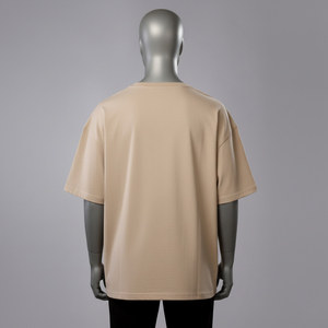 Men's 120gms Cotton Knitted Regular Sleeve O-Neck Oversized T-Shirt Solid Washed High Street Breathable - Product Image 5