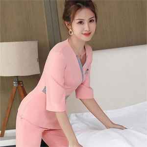 Uniformes d'infirmière ajustés populaires court personnalisé femme Polyester uniforme médical ensemble de gommage pantalons uniformes ensembles col en v court - Product Image 6