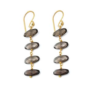 เครื่องประดับควอทซ์ทรงรีสีควันทำด้วยมือ | ชุบทอง18K โลหะผสมทองแดงอัลลอยด์สำหรับงานแต่งงานดีไซน์ทันสมัย | ผู้ผลิต - Product Image 1