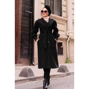 เสื้อโค้ทผ้าแคชเมียร์แขนบอลลูนสีดำ - Product Image 5