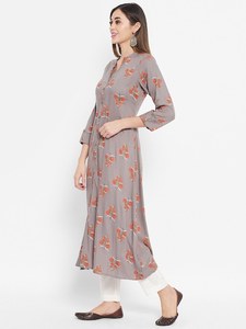 คุณภาพดีที่สุดนักออกแบบล่าสุดคอวีสามไตรมาสแขนดอกไม้พิมพ์ Kurti ชุด Kurti เทศกาลอินเดียที่หรูหราในราคาจํานวนมาก - Product Image 5