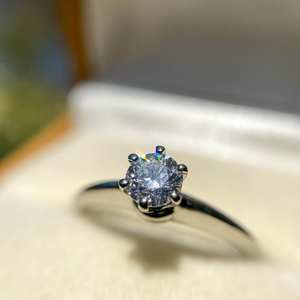 6,5mm corte redondo blanco CZ solitario anillo de compromiso en plata clásico nupcial promesa joyería moda al por mayor personalizado OEM - Product Image 3