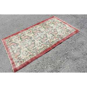 พรมสไตล์ตุรกีสีเบจคลาสสิกสีแดงขนาดใหญ่3.6x6.3ฟุตพรมลาเท็กซ์ขนสัตว์นามธรรมขนาด10มม. พรมสี่เหลี่ยมสำหรับตกแต่งโถงทางเดินในห้อง - Product Image 2