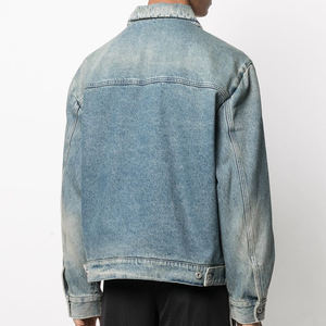 Veste en jean pour homme de haute qualité, logo personnalisé OEMODM, mode, décontractée, lavage à l'acide, grande taille, vêtements pour homme - Product Image 4