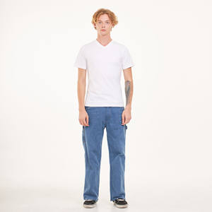 เสื้อยืดคอกว้างผู้ชาย OEM รุ่นพื้นฐาน คุณภาพพรีเมียม ระบายอากาศได้ดี เป็นมิตรกับสิ่งแวดล้อม ผ้าเจอร์ซีย์ป้องกันการเป็นขุย สไตล์ลำลอง แขนสั้น - Product Image 5