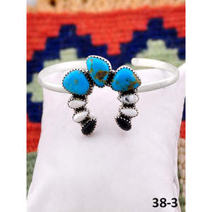 Southwest Handmade White Buffalo Cuff Bracelet with Santa Maria & Sterling Silver Fashionable Accessory - Product Image 3
