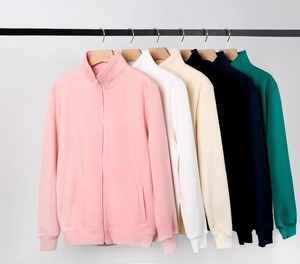 Otoño 380g ecológico cremallera con capucha cárdigan con capucha logotipo personalizado hecho poliéster/algodón sólido polar liso teñido bordado 3D - Product Image 1