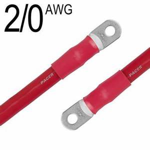 Câble d'alimentation pour onduleur 2/0 AWG de 2 pieds, rouge, avec 2 cosses, en cuivre étamé torsadé - Product Image 1