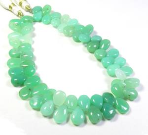 ลูกปัดหินพลอยสีเขียวน้ำทะเลธรรมชาติสีเขียวบริสุทธิ์9-11มม. 9" - Product Image 4