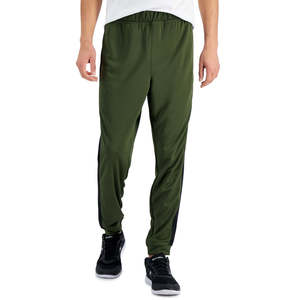 Pantaloni da Jogging Verdi in Maglia Traspirante per Uomo, Taglia S, 100% Cotone, Pantaloni a Zampa con Logo Personalizzabile e Decorazione a Strisce Laterali - Product Image 1