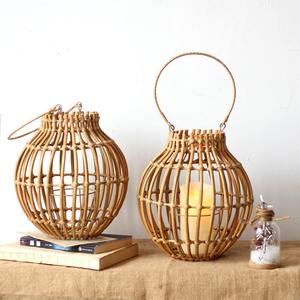 Decorative Camping Decor <b>Small</b> Vintage Hanging Lantern Rattan Lanterns for Outdoor Event Party - Product Image 1