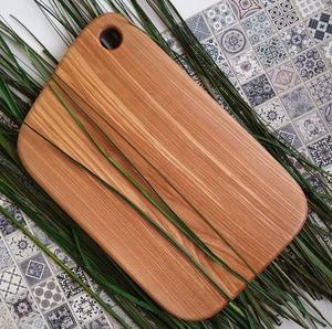 Planche à découper en bois de couleur marron avec planche à découper de cuisine technique polie avec poignée lot de 3 - Product Image 3