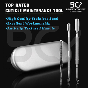 Cuticle Pushers And Undernail Cleaner Tool <b>Kit</b> Stainless Steel Dual Ended <b>Nail</b> Polish Pusher Angled Cuticle Trimmer - Product Image 3