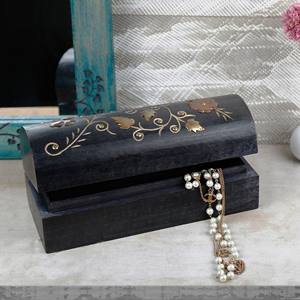 Hand MAde 17 Decorative Vintage Wooden Trinket Box Customizable Polished Wall Hanging Gifts & Crafts Black Color - Product Image 1