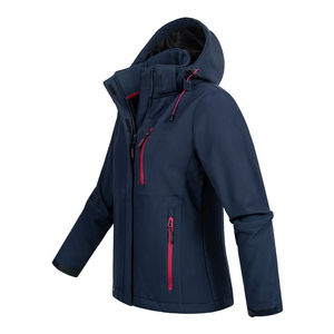 Veste Softshell pour femmes, automne, imperméable, coupe-vent, respirante, séchage rapide, ajustement confortable, fermeture éclair sur le devant, capuche réglable - Product Image 3