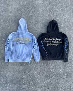 Custom High Quality Breathable Cotton Streetwear Tracksuit Set-Acid Wash Screen Printed Flared Sweatpants and Hoodie - Product Image 3