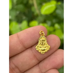 Colgante de Buda Sonriente en Plata 925, Amuleto Religioso con Diamantes y Perlas, Estilo Geométrico Hip-Hop para Regalo - Product Image 1
