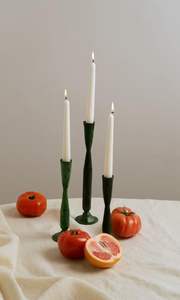 Distressed Finish Stacked Ball Candlesticks Set of 3 Abstract Holders - Product Image 2