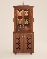 Temple en bois massif moderne, meuble de prière hindou fait main, mobilier indien pour salon et salle à manger KA1006