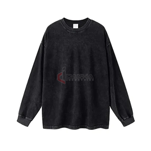 Camisetas de calle de gran tamaño de alta calidad 2025, camiseta informal holgada con logotipo personalizado de cuello redondo de manga larga de Color sólido - Product Image 2