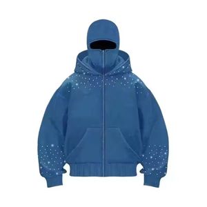 Prix de gros, sweat à capuche unisexe élégant de type ninja avec fermeture éclair, sweat à capuche en tissu délavé, streetwear d'hiver, uni avec impression personnalisée - Product Image 2