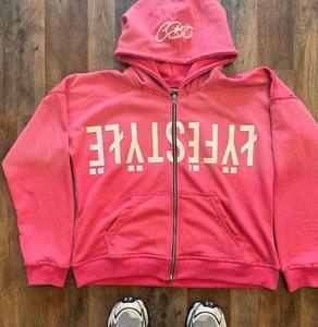 Sudaderas con capucha de hombre de moda, de peso pesado, con cremallera, estilo vintage con lavado ácido, de felpa francesa desgastada, cortas y personalizadas - Product Image 1