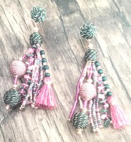 Boucles d'oreilles tendance en perles et raphia, alliage de haute qualité, bijoux bohèmes pour femmes