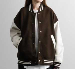 Wholesale Custom Women's Varsity <b>Baseball</b> Jacket Embroidered Letterman Full Length Zipper Loose Fit Casual Regular Fleece Fabric - Product Image 6