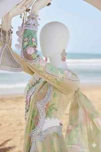 Traje de Verano Elegante Bordado en Paquistán, Color Amarillo Pastel, Hecho a Mano, para Mujer - Product Image 5