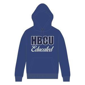 Royal Blue Men HBCU Educated Pullover Hoodie Chenille blanco y diseño bordado Greek Life Apparel Ropa universitaria personalizada - Product Image 2
