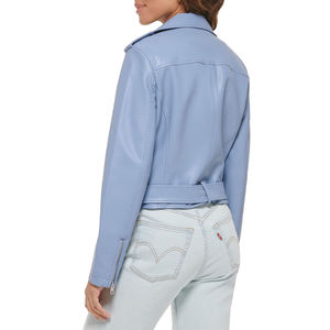 Chaqueta de Motociclista Corta de Cuero Vacuno Auténtico para Mujer, Transpirable, con Cremallera, Forro de Cuero, Bolsillos, Relleno de Algodón OEM, Personalizable - Product Image 3