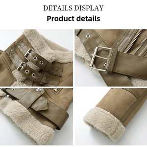 Chaqueta de cuero de gran tamaño para mujer chaqueta de bombardero de cuero genuino chaqueta de gran tamaño Color sólido 2025 ropa de mujer chaqueta de abrigo de cuero Pu - Product Image 4