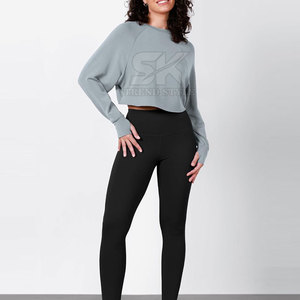 Long Sleeves Women Cropped <b>Plain</b> <b>Sweatshirts</b> Oversized Women Cropped <b>Plain</b> <b>Sweatshirts</b> For Sale - Product Image 2