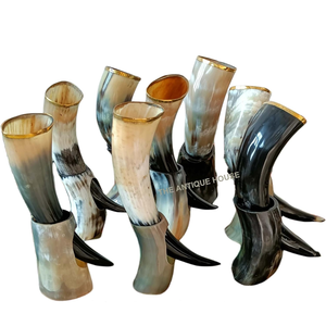 Corne à boire viking artisanale naturelle de haute qualité, écologique, anti-fuite, sans danger pour les aliments, polie, style antique, vente en gros - Product Image 1